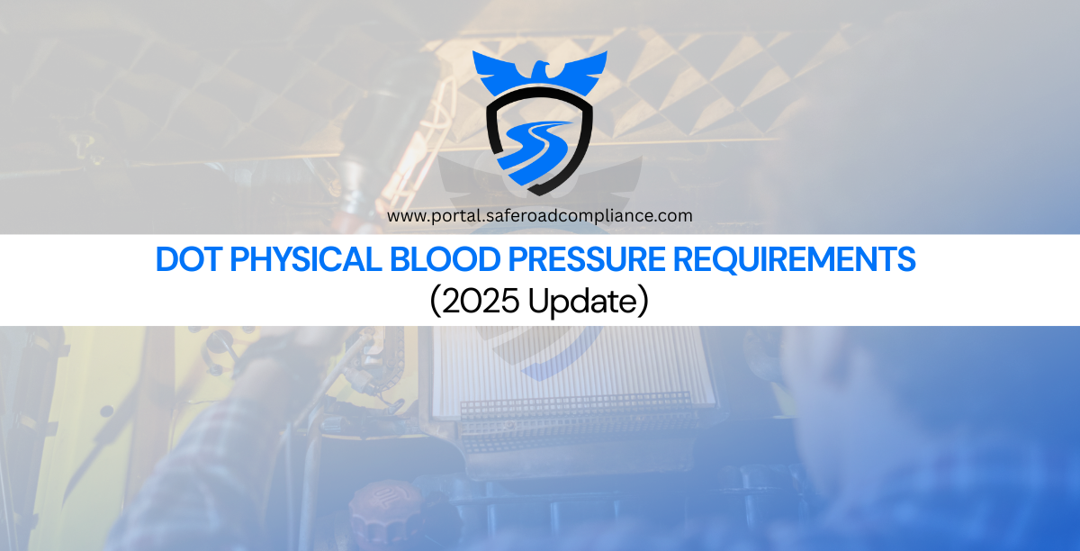 Medical examiner checking a CDL driver's blood pressure during DOT physical in 2025.