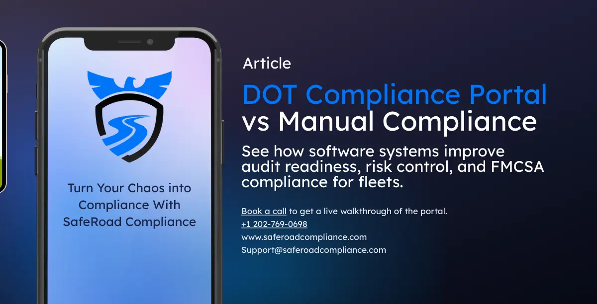 DOT compliance portal dashboard compared with manual compliance documents and folders