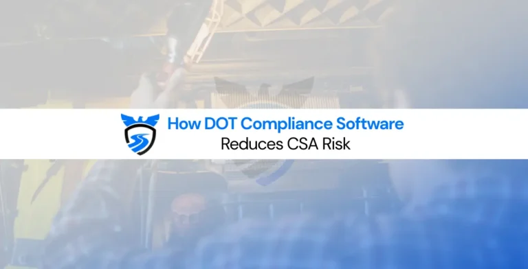 Fleet manager reviewing CSA scores and DOT compliance software dashboard