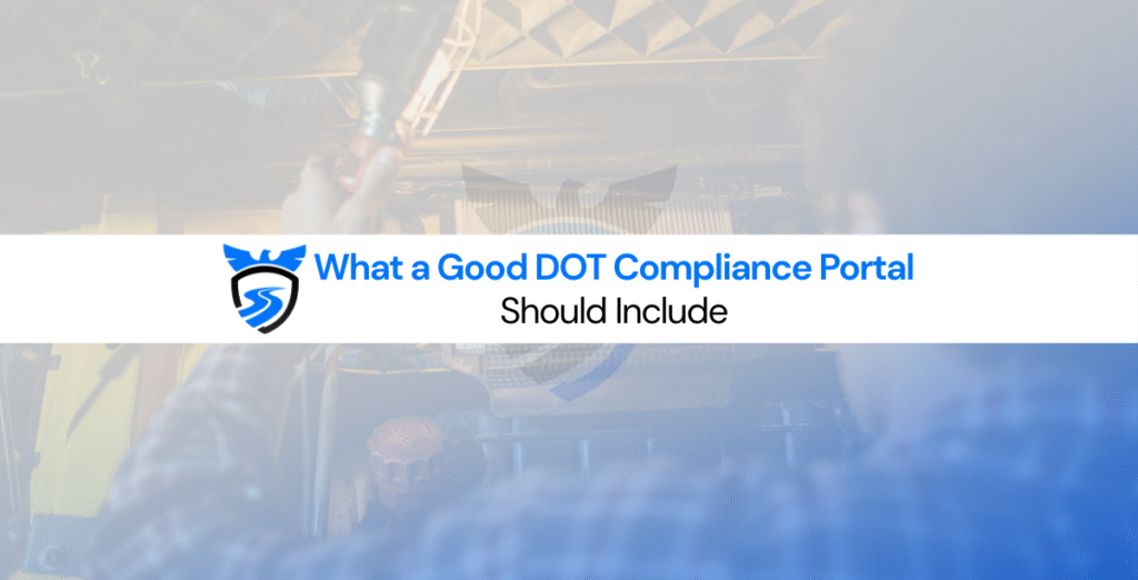 DOT compliance portal dashboard showing document hub, reminders, and user roles