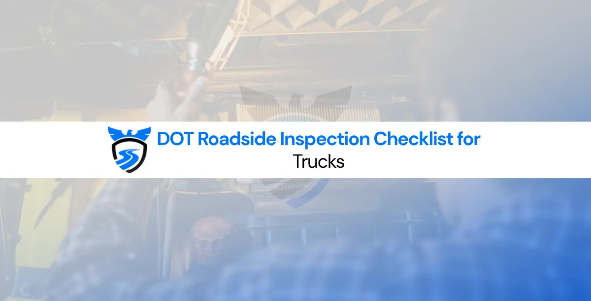 Truck driver undergoing DOT roadside inspection with checklist and documents
