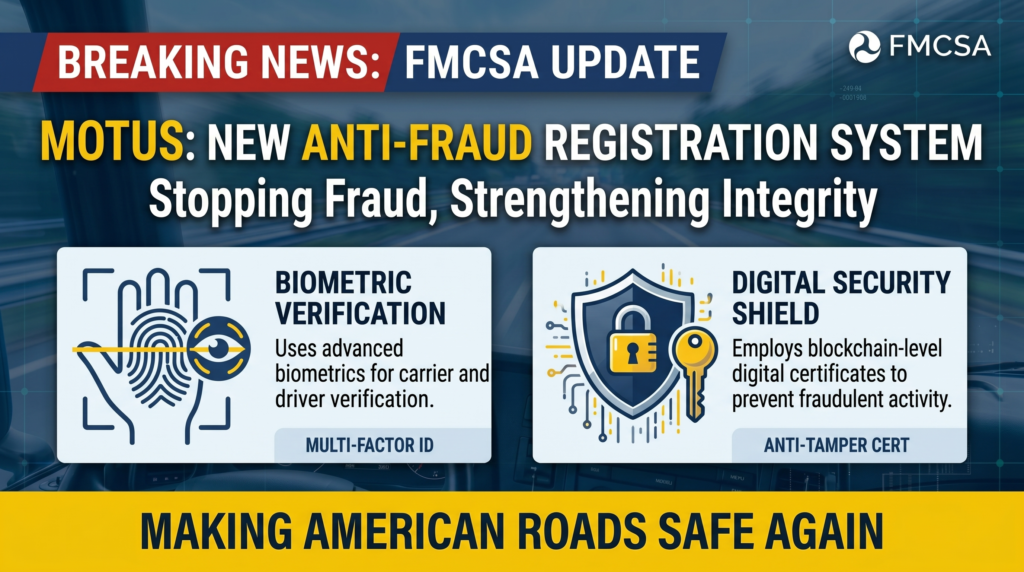 FMCSA launches Motus anti-fraud trucking registration system in 2026