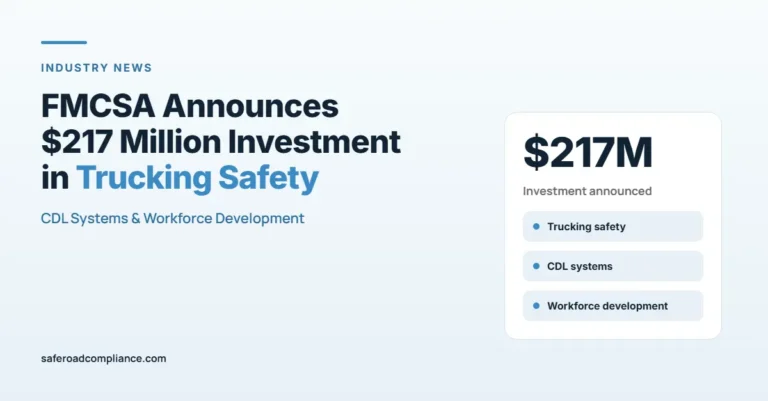 FMCSA Announces 217 Million Investment in Trucking Safety