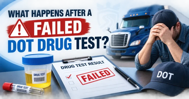 Failed DOT drug test process showing positive result, SAP evaluation, return-to-duty, and follow-up testing