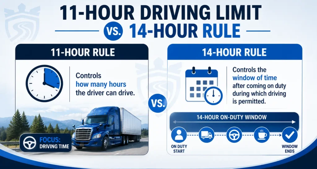 11-Hour Driving Limit vs. 14-Hour Rule