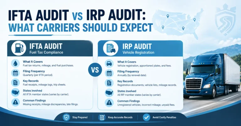 IFTA audit vs IRP audit comparison for trucking carriers