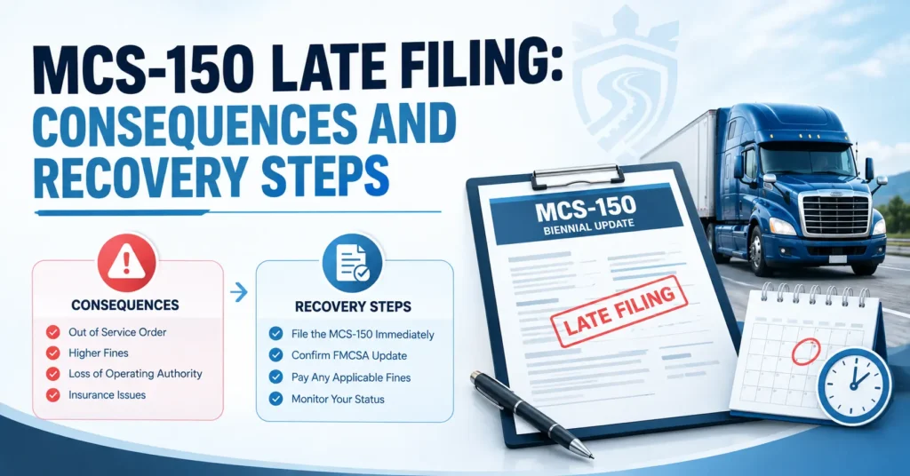 MCS-150 late filing consequences and USDOT number recovery steps