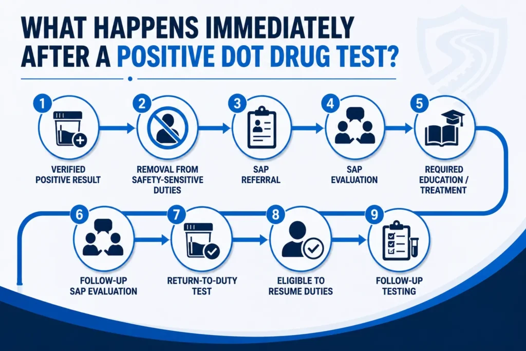 what happens immediately after a positive dot drug test