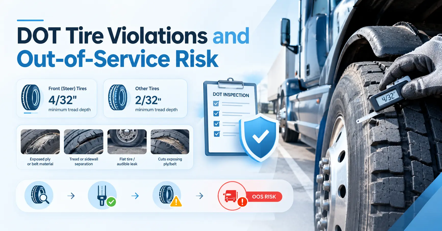 DOT tire violations and truck tire out-of-service risk
